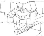 Coloriage Bataille dans le monde de Minecraft