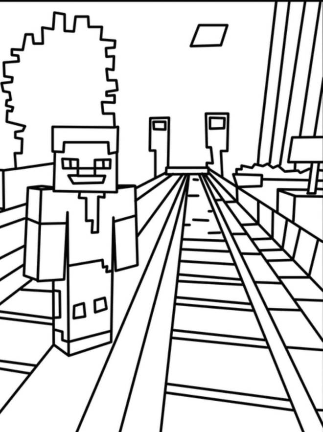 Coloriage et dessins gratuits Chemin de fer Minecraft à imprimer