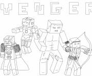 Coloriage L'&eacute;quipe Avengers de Minecraft