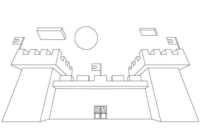 Coloriage et dessins gratuits Le château dans Minecraft à imprimer