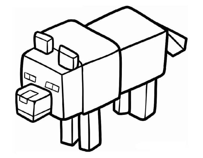 Coloriage et dessins gratuits Le loup dans Minecraft à imprimer