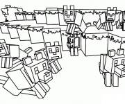 Coloriage Les loups de Minecraft se r&eacute;unissent