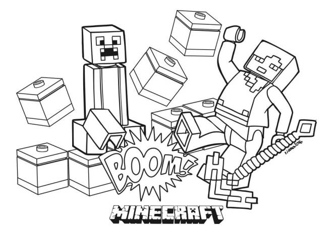 Coloriage et dessins gratuits Minecraft bataille commence à imprimer