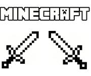 Coloriage Minecraft logo et armes