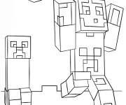 Coloriage et dessins gratuit Minecraft Steve et Creeper à imprimer