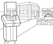 Coloriage Minecraft Village