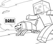 Coloriage et dessins gratuit Personnage Minecraft avec son chien à imprimer