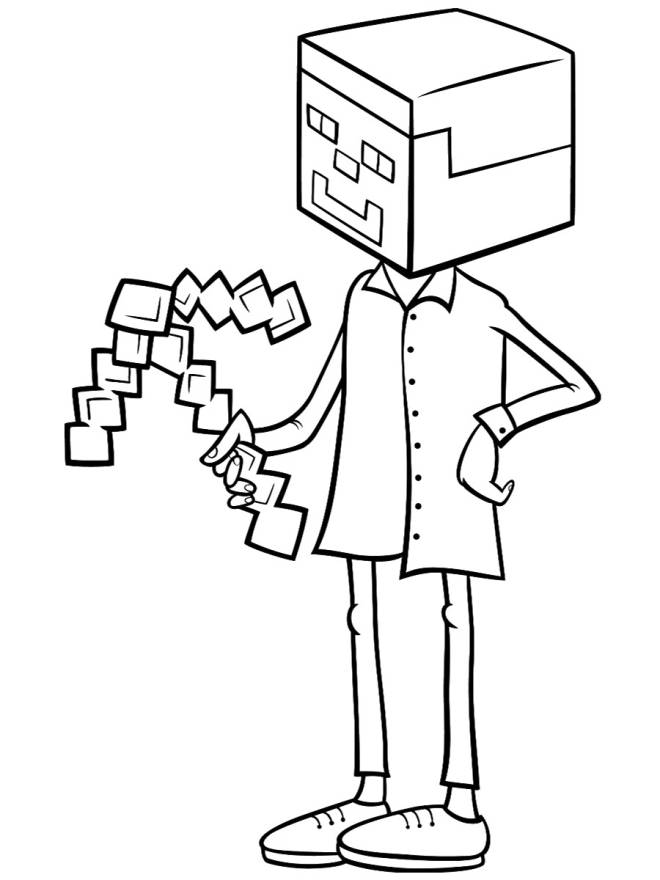 Coloriage et dessins gratuits Personnage Minecraft avec son épée diamant à imprimer