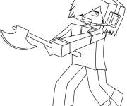 Coloriage Personnage Minecraft avec une hache