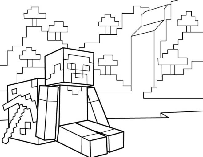 Coloriage et dessins gratuits Personnage Minecraft qui se repose à imprimer