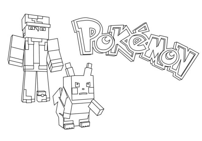 Coloriage et dessins gratuits Pikachu Minecraft à imprimer
