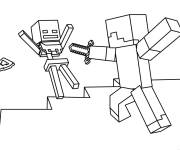 Coloriage Une fente et un zombie de Minecraft