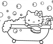 Coloriage Hello Kitty se baigne