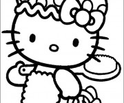 Coloriage et dessins gratuit Hello Kitty se dirige vers La Plage à imprimer