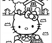 Coloriage Minou collecte Les Fraises