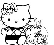 Coloriage Minou et Citrouille d'halloween