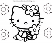 Coloriage Minou porte Une Fleur