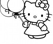 Coloriage Minou tient des ballons