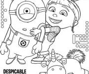 Coloriage Agn&egrave;s et Minion du film Moi, Moche et M&eacute;chant 3