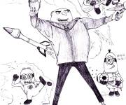 Coloriage Aventures de Gru avec des minions