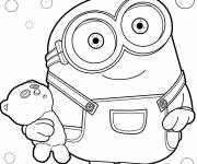 Coloriage Bob le Minion tout mignon avec son jouet
