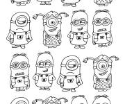 Coloriage Collection de minions de Moi, Moche et M&eacute;chant