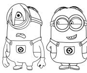 Coloriage Deux minions de Moi, Moche et M&eacute;chant