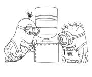 Coloriage deux minions en aventures droles