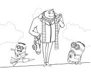 Coloriage Gru avec Dave et Stewar de Moi, Moche et M&eacute;chant