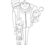 Coloriage Gru avec sa petite famille