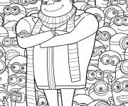 Coloriage Gru et les minions de Moi, Moche et M&eacute;chant pour adulte
