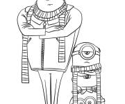 Coloriage Gru et Minions cool de Moi, Moche et M&eacute;chant