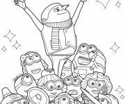 Coloriage Gru jeune avec de nombreux Minions