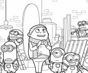 Coloriage Gru jeune avec les Minions dessin anim&eacute;