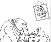 Coloriage et dessins gratuit Gru le p&egrave;re avec sa petite fille à imprimer