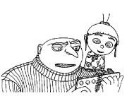 Coloriage et dessins gratuit Gru lisant une conte &agrave; sa fille à imprimer
