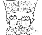Coloriage Joyeux anniversaire de Moi, Moche et M&eacute;chant