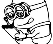 Coloriage Le minion prends des notes