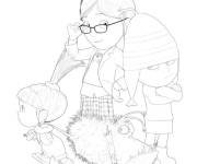 Coloriage Les enfants avec le chien dans le film Moi moche et m&eacute;chant