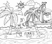 Coloriage Les minions dans la mer autour de l'isle