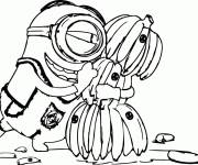 Coloriage Minion avec des bananes de Moi, Moche et M&eacute;chant
