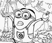Coloriage Minion avec des fruits