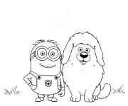 Coloriage Minion avec le chien
