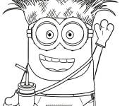 Coloriage Minion avec un chapeau de paille