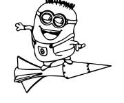 Coloriage Minion de Moi, Moche et M&eacute;chant sur son fus&eacute;