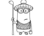 Coloriage Minion drole en tenu de golfeur