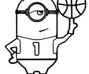 Coloriage Minion et ballon de  Basket