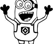 Coloriage Minion heureux de Moi, Moche et M&eacute;chant