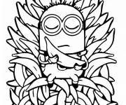 Coloriage Minion Kevin avec des Vananes de Moi, Moche et M&eacute;chant