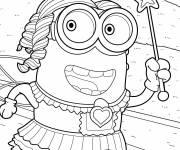 Coloriage Minion Kevin dans une robe de Moi, Moche et M&eacute;chant